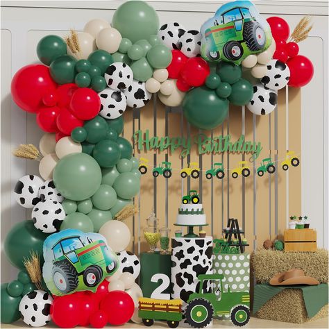 PRICES MAY VARY. 🚜🐄[Farm Trator Birthday Party Supplies]The tractor balloon arch garland kit is perfect for farm tractor themed party,cow theme birthday, western cowboy party,or Autumn Harvest. Whether you're planning a small gathering or a large event, our balloon arch kit will instantly transform any space into a lively and energetic atmosphere. Make your farm cow tractor loving child's birthday extra special with this tractor balloon garland arch kit. 🚜🐄【Premium Value Pack】The fall balloo Modern Tractor Birthday Party, Farm Theme Backdrop, Tractor Farm Birthday Party, Tractor Theme 2nd Birthday Party, Farm Decorations Party, Farm Birthday Party For Boys, Tractor 2nd Birthday Party, Farm Theme First Birthday, Red Tractor Birthday Party