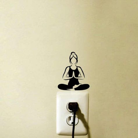 Light Switch Decal, Simple Wall Paintings, Light Switch Sticker, Creative Wall Painting, Wall Art Diy Paint, Yoga Wall Art, Diy Wall Painting, Yoga Wall, Wall Painting Decor