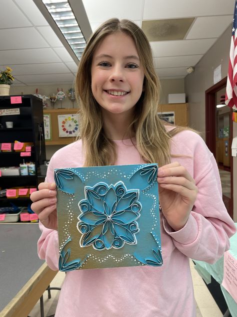 Radial Paper Relief Sculpture, Cardboard Relief Sculpture, Amsler's Artroom, Cardboard Relief, 8th Grade Art, Art Lessons Middle School, Elementary Art Projects, Relief Sculpture, 2 Rings