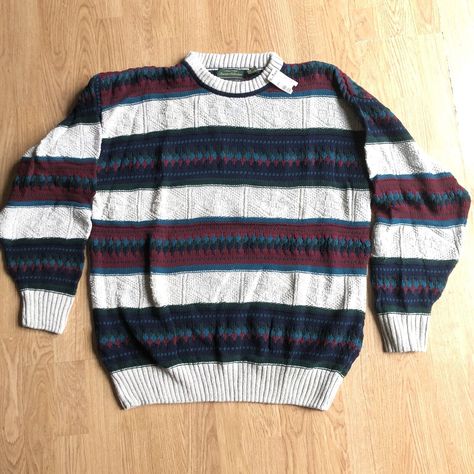 VTG 80s Van Heusen Sweater Collection Knit Pullover Grandpa Sz L Abstract NOS Please be mindful that vintage sizes may differ from today’s sizes and rely on pictured measurements rather than the size itself. 80s Sweater Outfit, Grandpa Aesthetic Outfit, Grandpa Clothes, Transmasc Outfits, 80s Van, Grandpa Outfit, Desired Wardrobe, Crying Child, 80s Clothes