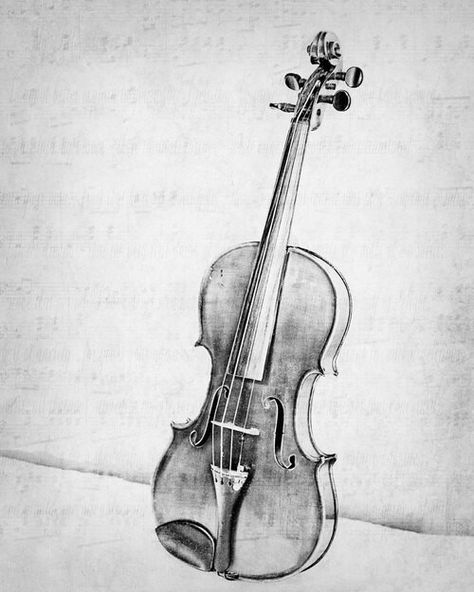 Violin Violin Drawing, Old Violin, Music Room Wall, Violin Art, Pencil Drawing Tutorials, Music Drawings, Contemporary Abstract Art, Pencil Art Drawings, Pencil Art