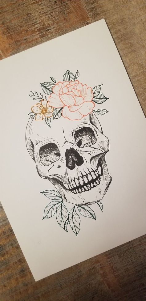 Beautiful Skull Drawing, Skull Painting With Flowers, Floral Skull Art, Floral Skull Drawing, Aesthetic Skull Drawing, Skull Art Drawing Sketches, Skull Drawing Aesthetic, Skull And Flower Drawing, Skull Art Aesthetic