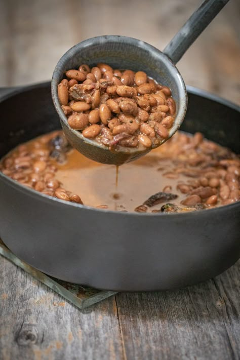 Sheri Castle's Texas-Style Pinto beans take your barbecue sides to the next level. Texas Cowboy Beans, Texas Beans Recipe, Pinto Bean Seasoning Recipes, Dry Pinto Beans Recipe, Dried Pinto Bean Recipes, Bbq Pinto Beans Recipe, Southern Pinto Bean Recipes, Pinto Beans Stove Top, Texas Pinto Beans Recipe