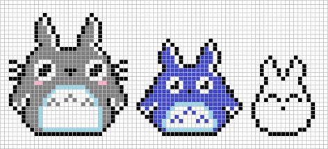 Cross Stitch Totoro, Totoro Graph, Totoro Cross Stitch Pattern, Studio Ghibli Cross Stitch Pattern, Rat Cross Stitch, Studio Ghibli Pixel Art, Totoro Cross Stitch, Totoro Pattern, Image Pixel Art