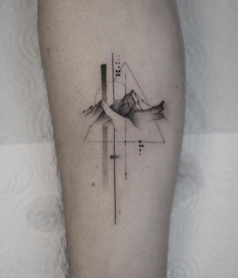 Geometric Mountain Tattoo 5 Geometric Mountain Tattoo, Mountain Range Tattoo, Mountain Tattoos, Mountain Tattoo Design, Landscape Tattoo, Geometric Mountain, Outline Designs, Mountain Tattoo, Mountain Designs