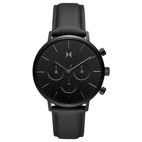 All Black Watches, Mvmt Watches, Premium Watches, Leather Strap Watch, Design Minimalista, Black Stainless Steel, Black Watch, Minerals Crystals, Quartz Movement