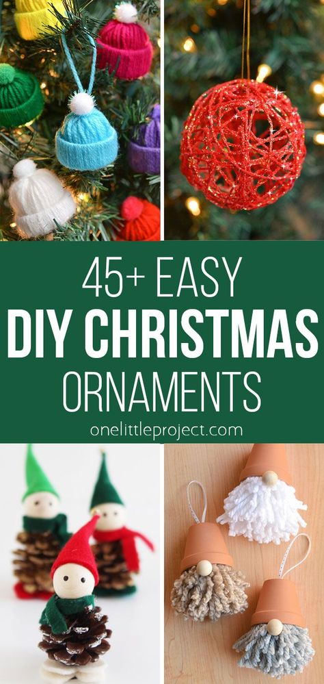 Natal, Christmas Pins Diy, Yarn Ornaments, Easy Diy Christmas Ornaments, Homemade Christmas Tree, Christmas Yarn, Easy Christmas Ornaments, Winter Projects, Kindergarten Gifts