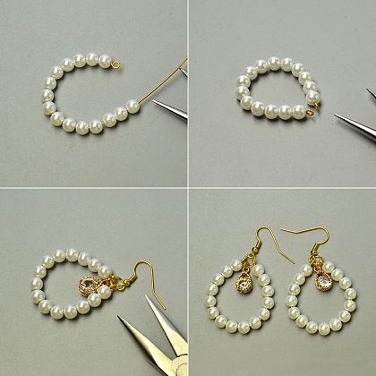 Diy Earrings Pearl, Simple Bead Earrings, Diy Pearl Earrings, Hoop Earrings Diy, Diy Jewelry Set, Diy Earrings Easy, Hoop Necklace, Beads Craft Jewelry, Handmade Crystal Jewelry