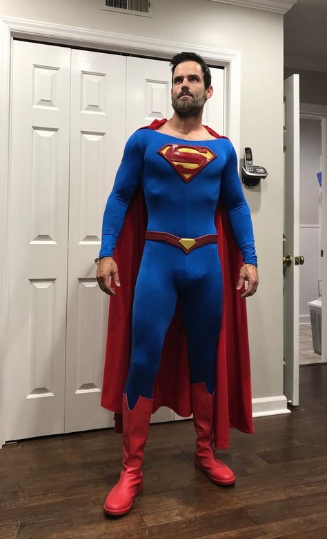 Superman Rebirth costume by PunisherNC Superman Outfit, Superman Costume, Superman Film, Superman Cosplay, Superman Costumes, Mens Leather Clothing, Superhero Cosplay, Lycra Men, Superman Lois