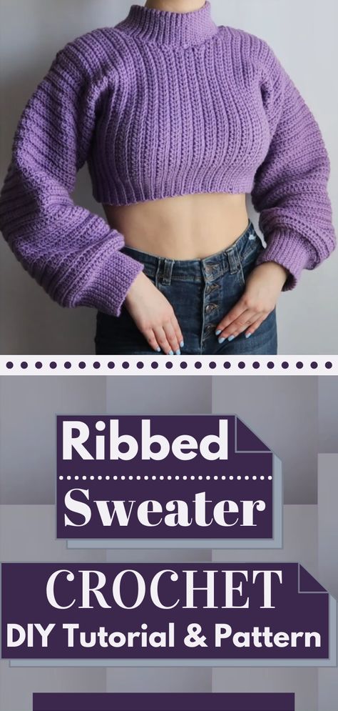 Crochet Sweater Top Pattern Free, Free Crochet Fashion Patterns, Crop Top Crochet Sweater, Cropped Crochet Sweater Free Pattern, Crochet Crop Top Pattern Free Beginner, Crotchet Patterns Projects Easy, Crochet Crop Sweater Pattern Free Easy, Crochet Sweater One Color, Crop Top Sweater Crochet Pattern Free