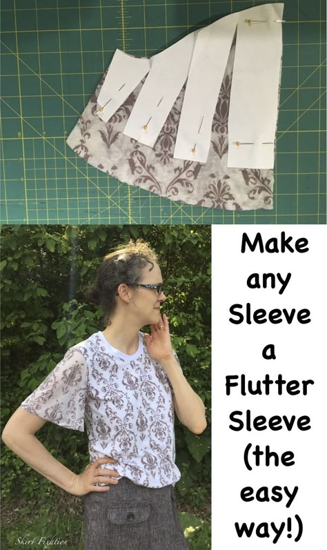 Flutter Sleeve Tutorial - Skirt Fixation Sleeve Template, Flutter Sleeve Pattern, Sleeve Tutorial, Manset Lengan, Blouse Tops Designs, Sewing Sleeves, Sewing Alterations, Sleeves Designs For Dresses, Diy Sewing Clothes