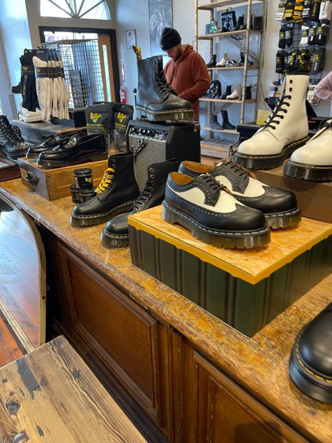 My picture. DR MARTENS STORE IN SF. Dr Martens Store, Doc Martens, Dr. Martens, Spring Break, Design Inspo, Shoe Rack, My Pictures, Boots, Design