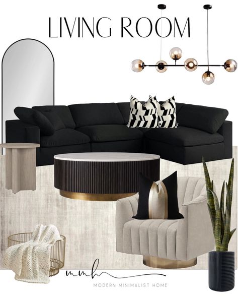 Rae Upholstered Armchair curated on LTK Grey Sectional Couch Living Room Ideas, How To Style A Black Couch, Black Beige And White Living Room, Black White Gold Home Decor, Black And Neutral Living Room Modern, Modern Living Room Decor Black, White And Black Living Room Ideas, Black White Gray Living Room, Black And White Modern Living Room