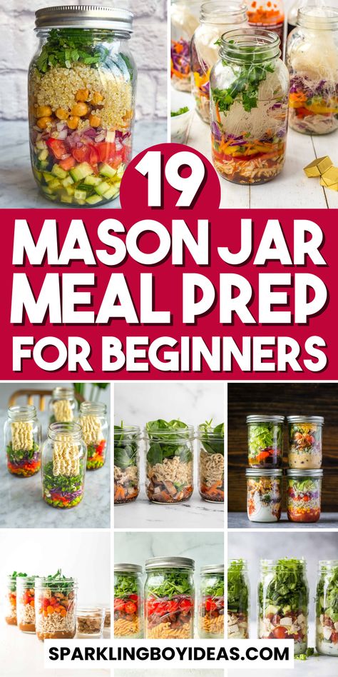 Master mason jar meal prep with our creative and healthy meal prep recipes! Discover the convenience of portable mason jar snacks and lunches, perfect for busy lifestyles. Dive into our vegan and vegetarian mason jar meals, including high-protein salads and layered mason jar soups. Explore easy mason jar breakfasts like overnight oats, and indulge in delightful mason jar desserts. Our ideas are ideal for weight loss, keto, and gluten-free. Perfect for work, home, or on-the-go! Easy Healthy Mason Jar Meals, Jar Lunches Healthy, Soup In Mason Jar Lunch Ideas, Jar Salads For Lunch, Lunch Ramen Mason Jars, Jar Salads Ideas, Mason Jar Burrito Bowl, Mason Jar Food Prep Healthy, Protein Mason Jar Meals