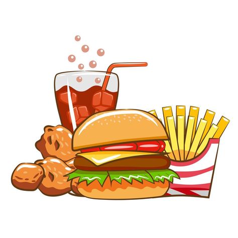 Fast Food Logos, Best Fast Food, Food Cartoon, Food Clipart, Cute Food Drawings, Fast Food Restaurant, Clipart Design, Logo Food, Food Drawing