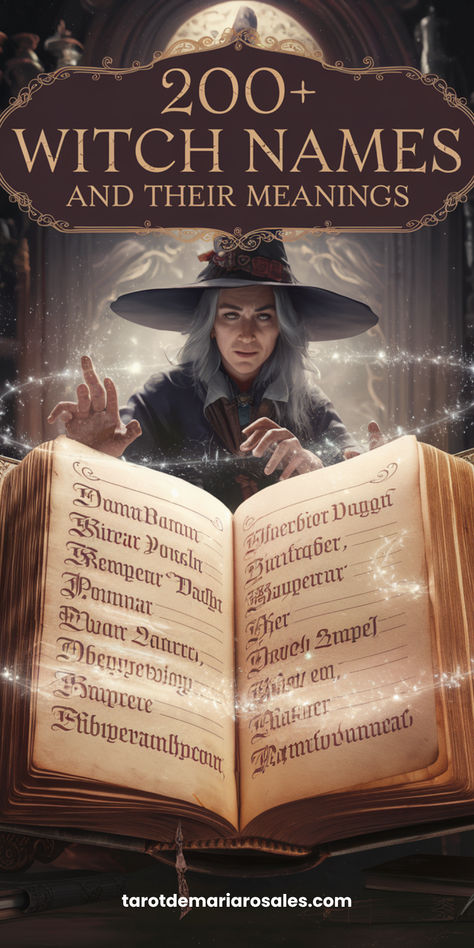 Dive into the enchanting world of witchcraft with this extensive list of over 200 witch names and their mystical meanings. Whether you're naming a character, exploring your own magical identity, or simply curious, these names carry powerful histories and enchanting tales. Perfect for witches, writers, and magic enthusiasts alike. 🧙‍♀️🔮 #WitchNames #MagicalMeanings #EnchantedNames Magic Words Witchcraft, Witch Character Names, Witch Deities List, Magical Names With Meaning, Names Meaning Chaos, Witch Names And Meanings, Magic Powers List Of, Magical Names For Characters, Witches Names