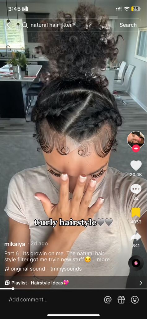 Braids Going Into A Bun, Natural Hair Hairstyles, 2 Braids, Hairstyles Braid, Curly Bun, Hair Hairstyles, Natural Hair, Braided Hairstyles, Natural Hair Styles