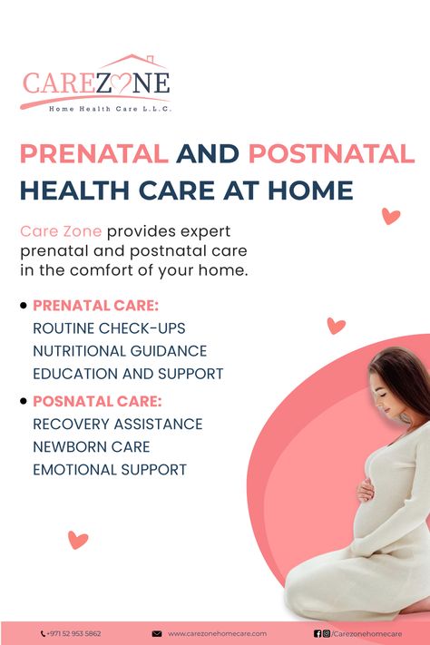 Experience comprehensive prenatal and postnatal care from the comfort of your home with Care Zone. From routine check-ups to newborn care, we're here to support you every step of the way. Your journey to motherhood just got a whole lot easier! 💕 #PrenatalCare #PostnatalCare #CareZoneHomeHealth #CareZoneCares Postnatal Care, Post Natal Care, Dubai Creek, Prenatal Care, Pregnancy Care, Home Health Care, Newborn Care, Child Care, Prenatal