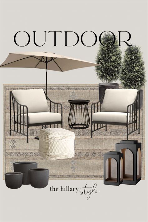 Modern Porch Furniture Ideas, Target Front Porch Decor, Front Porch Ideas Furniture, Front Porch Styling Ideas, Small Porch Seating Ideas, Better Homes And Garden Patio Furniture, Lanai Makeover, Luxury Patio Design, Modern Balcony Furniture