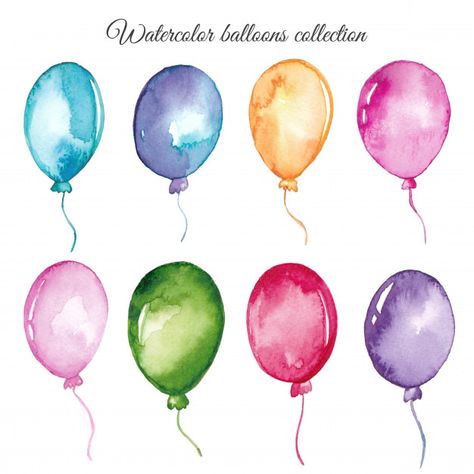 Watercolor Balloons, Tree Watercolor Painting, Balloon Painting, Watercolor Birthday Cards, Watercolor Birthday, Diy Watercolor Painting, Background Watercolor, Watercolor Paintings Easy, Seni Cat Air