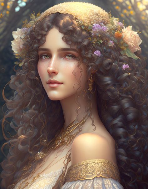 Deep Dream Generator Curly Hair Flowers, Greek Goddess Aphrodite, Messy Blonde Hair, Greek Goddess Art, A Touch Of Darkness, Touch Of Darkness, Goddess Aphrodite, Greek Goddess Costume, Goddess Costume