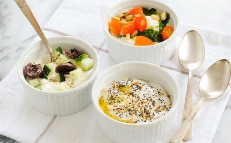 Savory Yogurt Three Ways from @foxeslovelemons is a fresh twist on breakfast, or a perfect afternoon snack. Savory Greek Yogurt, Plain Greek Yogurt Recipes, Savory Yogurt, Lemon Smoothie, Eat Greek, Homemade Spice Blends, Greek Yogurt Recipes, Meatless Dinner, Christmas Menu