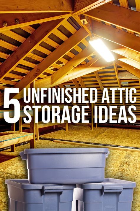 Unfinished Attic Ideas, Unfinished Attic Storage, Garage Attic Storage, Attic Storage Ideas, Attic Transformation, Small Attic Renovation, Attic Storage Solutions, Unfinished Attic, Attic Organization