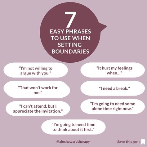 Consider using these 7 easy phrases for whatever type of boundary you need to set. 🦸‍♂️Will you be brave and use these easy example phrases when looking to set boundaries in your life? 👉🏻On a final note, setting boundaries is something that takes practice, so be consistent in standing up for them. #setboundaries Setting Boundaries Worksheet, Healthy Boundaries Relationships, Boundaries Activities, Boundaries Quotes, Set Boundaries, Healthy Relationship Tips, It Hurts Me, Be Consistent, Love Facts