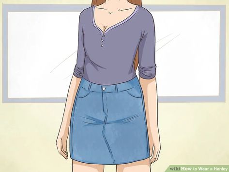 How to Wear a Henley: 11 Steps (with Pictures) - wikiHow How To Style A Henley Shirt Women, Henley Top Outfit, Dressy Jeans, Dressy Skirts, Henley Tee, Suit Coat, Weather Wear, Henley Shirt, Casual Date