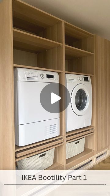 Diy Washer Dryer Cabinet, Pax Ikea Laundry Room, Ikea Washing Machine Cabinet, Ikea Utility Room Ideas, Ikea Pax Laundry Room, Ikea Laundry Room Hack, Ikea Pax Laundry, Utility Storage Ideas, Pax Laundry Room