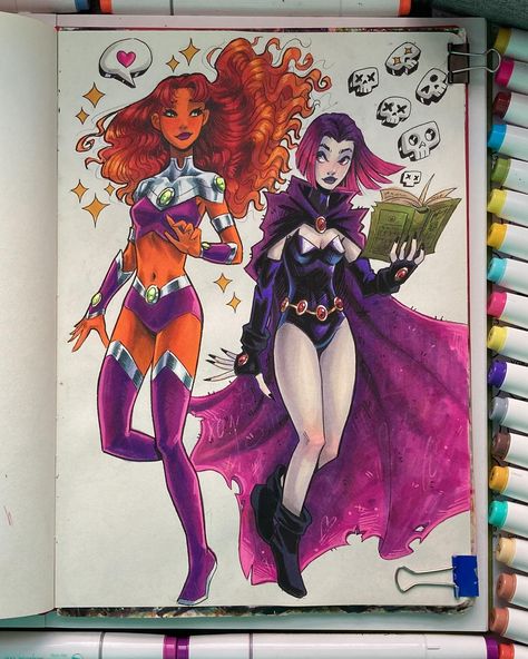 Raven x Starfire!!✨❤️‍🔥🖤🦄🔪👻🐌 I love this drawing so so much and I hope you guys like it too! I put a lot of time and focus into making this drawing as awesome and enjoyable as it is😌💅✨ I kinda want to draw these two again lol🤭 I’m not sure what to draw next tbh I’m getting near the end of my sketchbook and it’s always hard finding stuff to draw on those final pages 😭🫠 wish me luck guys! Take care and have a wonderful rest of your life!😌💀🔪 #art #sketch #sketchbook #raven #starfire #teentitans... Not Sure What To Draw, Stuff To Draw, Want To Draw, Wish Me Luck, What To Draw, My Sketchbook, Teen Titans, Life Art, Take Care