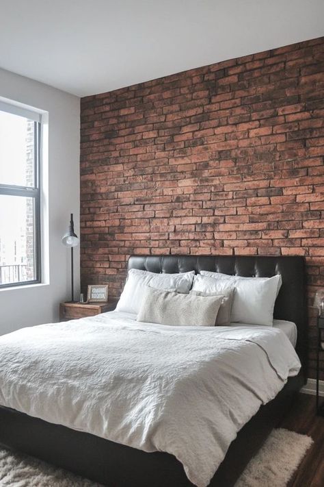 "Transform your space with a stunning DIY Faux Brick Wall! 🧱🎨 #DIYHomeDecor #FauxBrickWall #RoomMakeover" Faux Brick Accent Wall, Fake Brick Wall, Diy Faux Brick Wall, Brick Bedroom, Fake Brick, Faux Brick Wall, Brick Accent Wall, Faux Brick Panels, Masonry Work