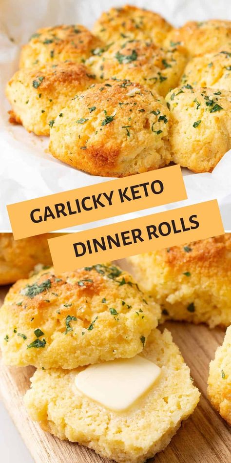 Warm, buttery dinner rolls are not a thing of the past. Brushed with garlic butter, these fluffy keto rolls make your mouth water. And they're completely nut-free! Garlic Dinner Rolls, Keto Dinner Rolls, Keto Rolls, Keto Diet List, Desserts Keto, Breakfast Low Carb, Postre Keto, Low Carb Sides, Low Carb Side Dishes