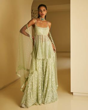 Mint Green Sequin Sharara Set – Panache by Sharmeen Green Indian Suit, Indian Wedding Outfits Guest For Women, Ethnic Outfits Indian, Green Indian Outfit, Green Indian Dress, Indian Wedding Outfits Guest, Sequin Sharara, Lehenga Simple, Wedding Outfits Indian