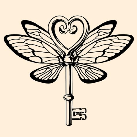 Key Wings Tattoo, Key To Heart Tattoo, Small Simple Quotes, Key With Wings Tattoo, Butterfly Key Tattoo, Harry Potter Key Tattoo, Key Tattoo Designs Vintage, Heart Key Tattoo Designs, Key To My Heart Tattoo