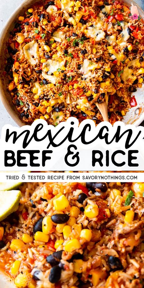 Mexican Beef And Rice Skillet, Beef And Rice Skillet, Make With Ground Beef, One Pot Mexican, Ground Beef And Rice, Rice Skillet, Mexican Beef, Dinner With Ground Beef, Beef And Rice