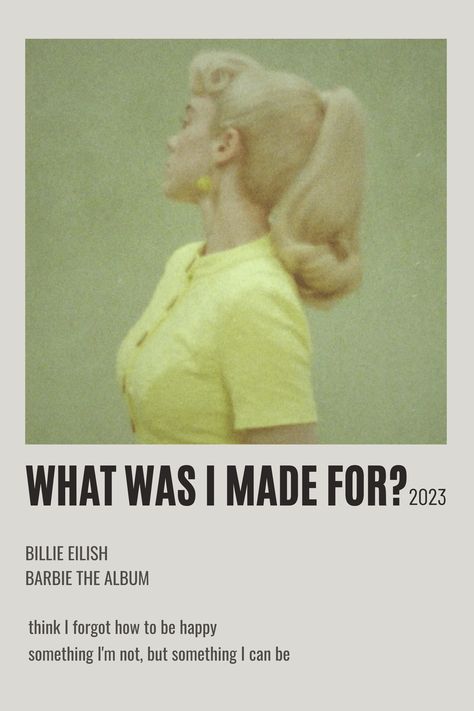 #songposter #polaroidposter #poster #song #BillieEilish #TV #GuitarSongs #NDA #Happierthanever #Billie #BillieEilishposter #EverythingIWanted #barbie #WhatWasIMadeFor Picture Song, Printable Wall Collage, Music Poster Ideas, Vintage Music Posters, Film Posters Minimalist, Music Poster Design, Music Album Covers, Music Album Cover, Music Wall