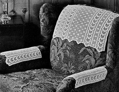 Checker Filet Chair Set Pattern #7038 Crochet Chair, Spool Chair, Hanging Chair Indoor, Chair Back Covers, Cheap Adirondack Chairs, Crochet Dollies, Chevron Stitch, Patterned Chair, Vintage Crochet Patterns