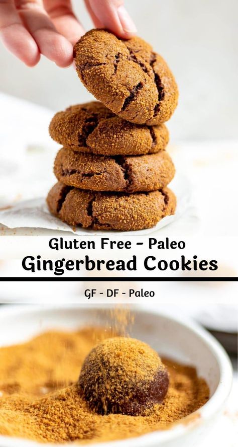 This Gluten Free Ginger Cookies Recipe is great for a special treat around the holidays. Gingerbread Cookies are always a fantastic addition to any Christmas Cookie platter. This cookie recipe is Gluten Free, Dairy Free and Paleo friendly. Gluten Free Ginger Cookies, Paleo Gingerbread Cookies, Ginger Cookies Recipe, Paleo Gingerbread, Healthy Christmas Cookies, Ginger Cookie Recipes, Cookie Platter, Cookies Gingerbread, Paleo Cookies