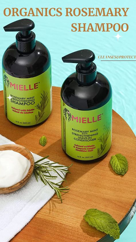 Mielle organics rosemary mint strengthening shampoo infused with biotin, cleanses and helps strengthen weak and brittle hair, 12 ounces. This shampoo with biotin provides intense moisture for all hair types with a gentle formula that nourishes, cleanses and helps strengthen weak and brittle hair #rosemary #shampoo #hair #haircare #product #clean #health #hairgrowth #amazon #sale #ad #best #natural #organic Shampoo Mielle, Hair Rosemary, Rosemary Shampoo, Mielle Organics, Mint Shampoo, Shampoo Hair, Amazon Sale, Rosemary Mint, Brittle Hair