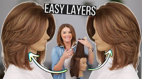 Square Layers Haircut Medium, Long Layers Diy, Diy Long Layers, Hear Styles, Shoulder Hairstyles, Long Layers Haircut, Bubble Hairstyle, Square Layers, Easy Haircuts