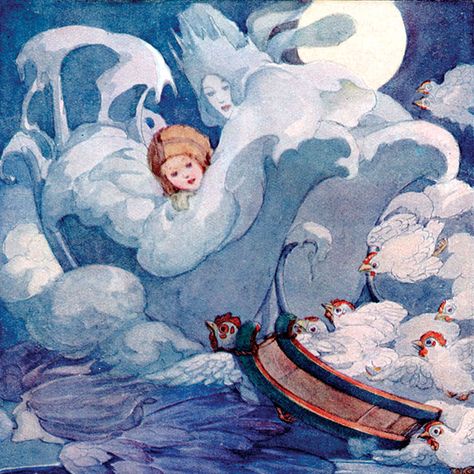 Anne Anderson Snow Queen Illustration, Hans Andersen, Andersen's Fairy Tales, The Snow Queen, Fairy Paintings, Hans Christian Andersen, Queen Art, Fairytale Illustration, Hans Christian