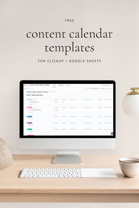 Content Creation Calendar Template, Pre Launch Content Calendar, Content Calender Planner, Content Creator Calendar Template, Content Calendar Spreadsheet, Content Creation Template, Content Calendar Template Excel, Clickup Templates Free, Free Social Media Content Calendar