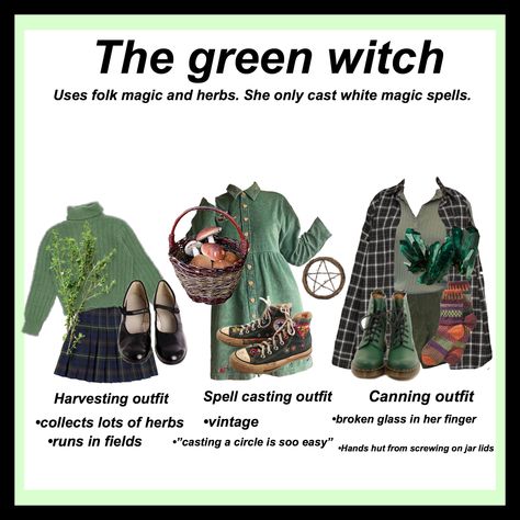 Green Witch Style, Green Witch Clothes, Nature Witch Clothing, Green Witch Outfit Aesthetic, Garden Witch Outfit, Green Witch Fashion, Green Witch Aesthetic Outfit, Forest Witch Aesthetic Fashion, Earth Witch Outfit