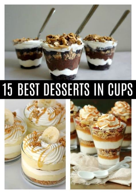 15 Best Desserts in Cups - Dessert Cups - Pretty My Party Easy Dessert Recipes Quick, Christmas Food Desserts, Recipe 30, Chocolate Dessert Recipes, Cream Cheese Recipes, Dessert Buffet, Dessert Cups, Party Desserts, Food Videos Desserts