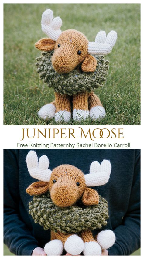 Cow Knit Pattern, Knitting Stuffed Animals Patterns, Knit Moose Pattern, Cute Knitting Ideas Animals, Free Knitting Pattern For Beginners, Knitting Patterns Free Stuffed Animals, Knitted Animal Patterns Free, Knitting Pattern Stuffed Animal, Knitting Animals For Beginners