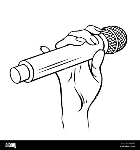 Microphone Drawing, Artist Research Page, Illustration Black And White, Fruit Coloring Pages, Happy Birthday Template, Hand Tattoos For Women, Black And White Sketches, Music Tattoo, Vector Cartoon