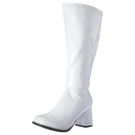 Got invited to a party and not sure what to wear? Well, these Wide Width Women's 3inch GoGo Boots in White will pair nicely with a cute top and mini skirt. Featuring one pair of white leather boots with a small plump heel, stretchable, stitched zipper and can rock with any type of wardrobe Size: 8.  Gender: female.  Age Group: adult. White Go Go Boots, Heels Wide Width, White Gogo Boots, Shoes Closet, White Leather Boots, Gogo Dancer, Cat Shoes, Gogo Boots, White Boots