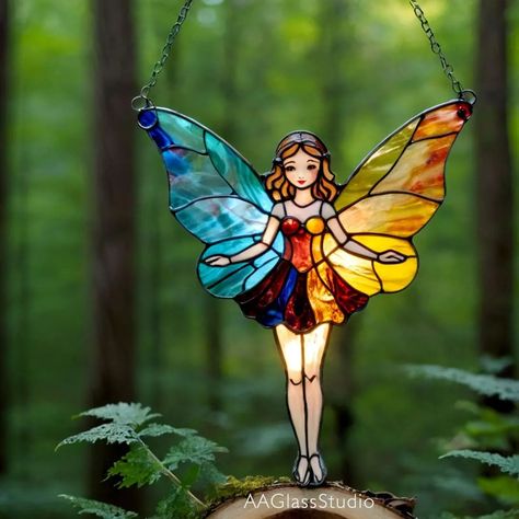 The Forest Fairy 🧚🏻‍♀️🌳 This is AI generation. For your inspiration and good mood 💖. #stainedglassart #stainedglass #stainedglassfairy Fairy Mosaic, Stained Glass Fairy, Glass Fairy, Mosaic Stained, Happy Children, Stained Glass Crafts, Glass Designs, Stained Glass Designs, Forest Fairy