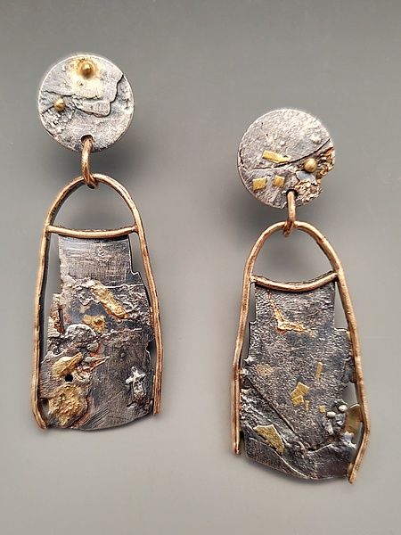 Contemporary Jewelry Design, Metal Smithing, Metalsmithing Jewelry, Soldering Jewelry, Organic Jewelry, Handmade Jewelry Earrings, Art Jewelry Contemporary, Mixed Metal Jewelry, Silver Jewelry Design